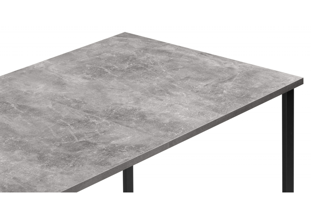 Стол деревянный Woodville Лиман 117 (157) x 77 бетон светлый, черный матовый, ножки черные