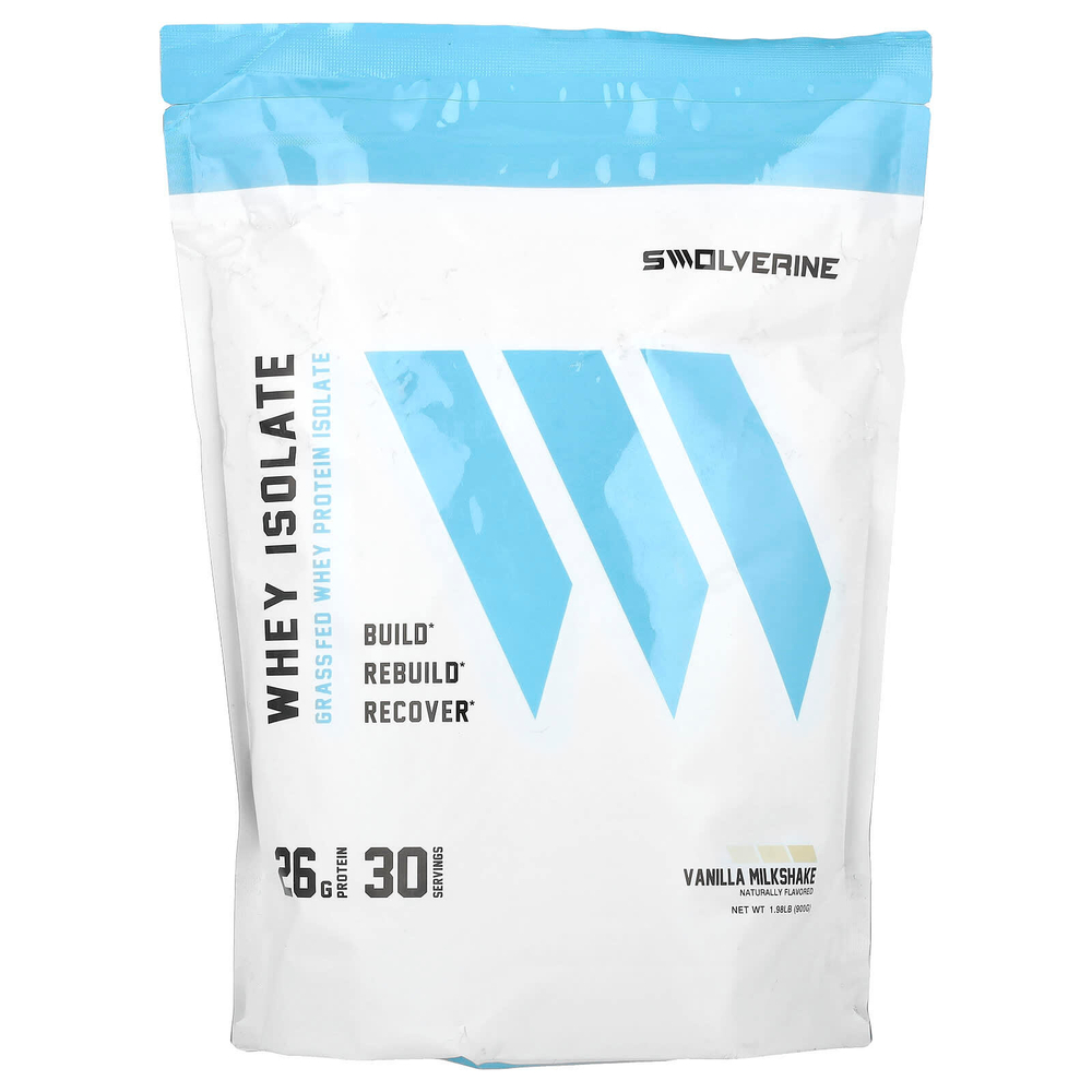 Swolverine, Изолят сыворотки, ванильный молочный коктейль, 900 г (1,98 фунта)