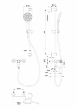Смеситель для ванны с душевым гарнитуром WONZON & WOGHAND CLICK WW-FE05L222-BG брашированное золото
