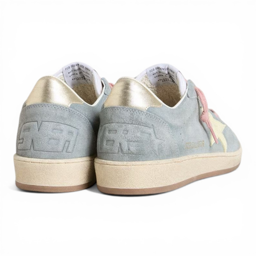 Кеды Женские Golden Goose Ball Star Powder-blue suede with Cream colored leather star