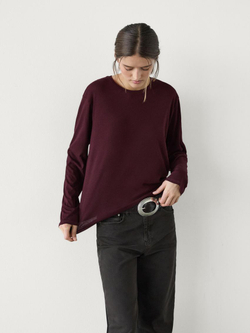 Massimo Dutti Лонгслив из 100% хлопка, бургундский