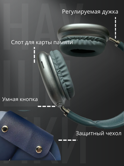 Наушники Pods Max с кожаным чехлом синий