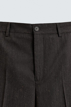 ZARA КОСТЮМНЫЕ БРЮКИ С ШЕРСТЬЮ, КОРИЧНЕВЫЙ МЕЛАНЖ