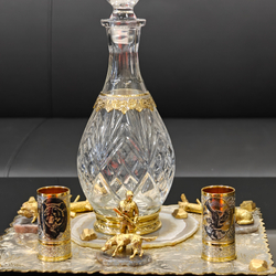 Набор водочный с графином на агате "Охотник"