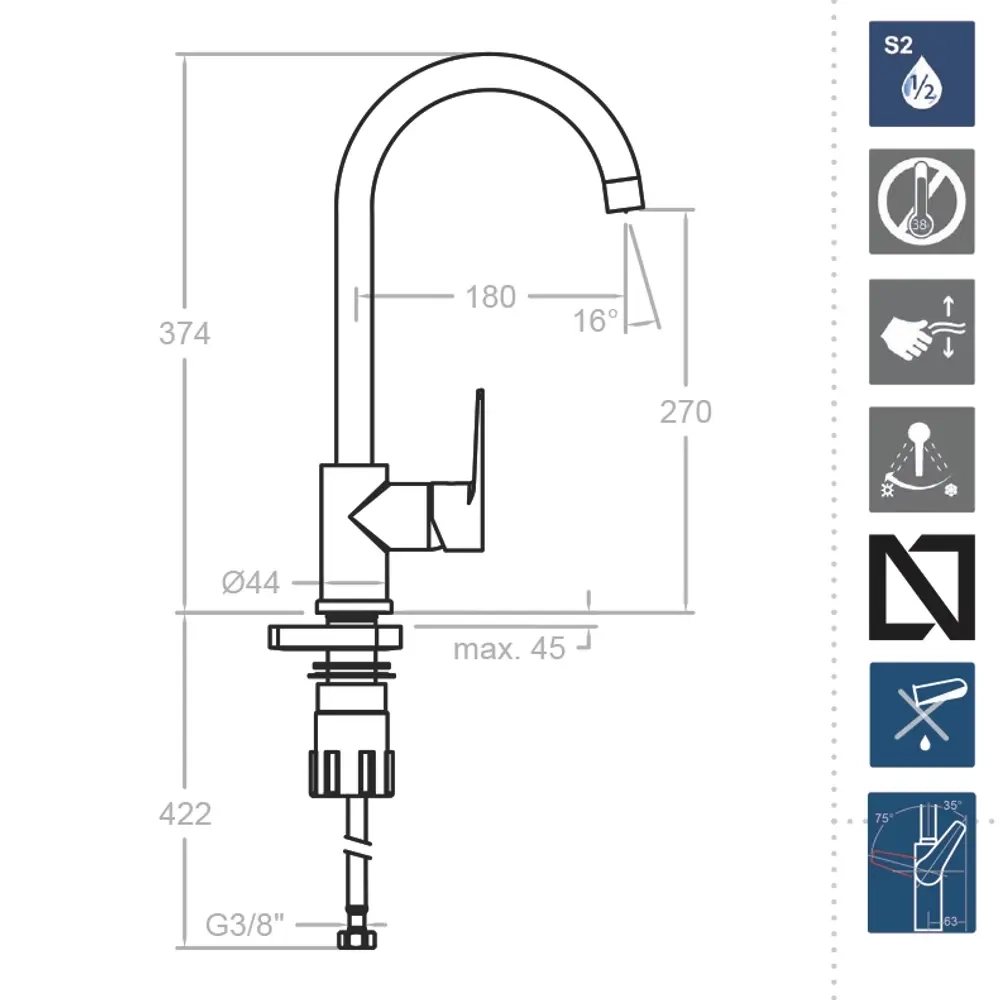Смеситель для кухни TITANIUM 183602