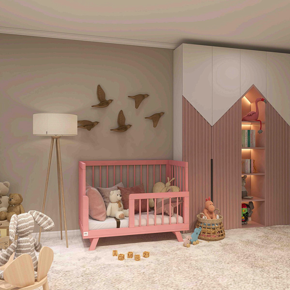 Кроватка детская Lillaland Lilla Aria с маятником Antique Pink