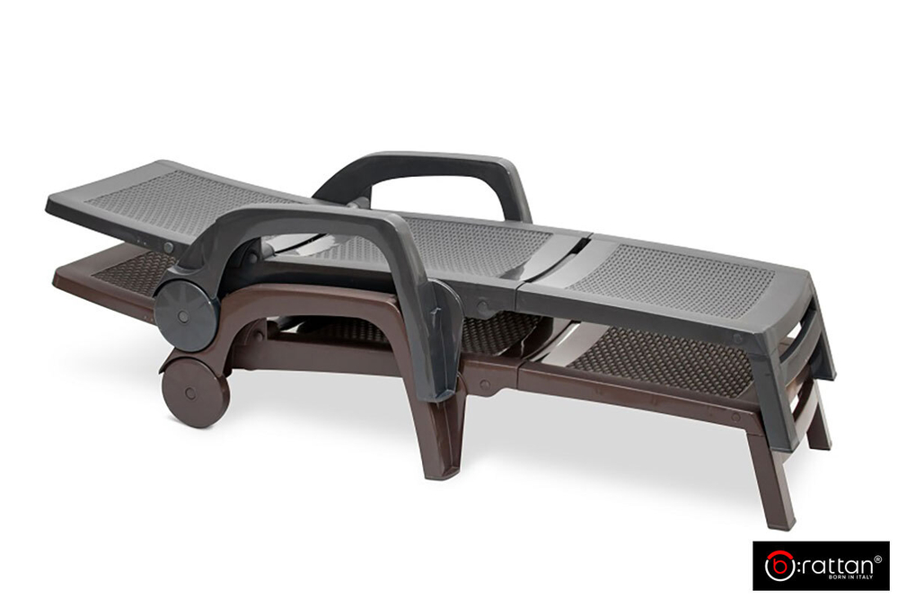 Шезлонг Bica B:rattan MIAMI складной, коричневый