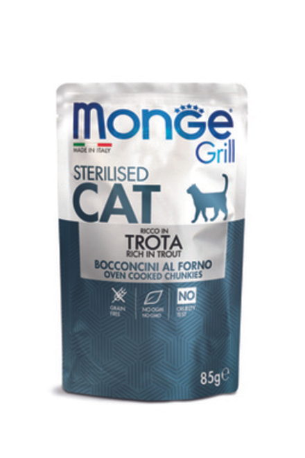 MONGE Grill Pouch Пауч для стерилизованных кошек c итальянской форелью 0,085 кг