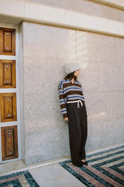 ZARA БРЮКИ С ШИРОКИМ ДВОЙНЫМ ПОЯСОМ, КОРИЧНЕВЫЙ