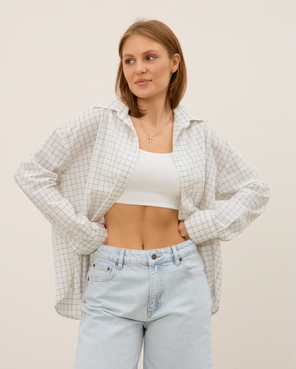 Рубашка из вареного хлопка, белая