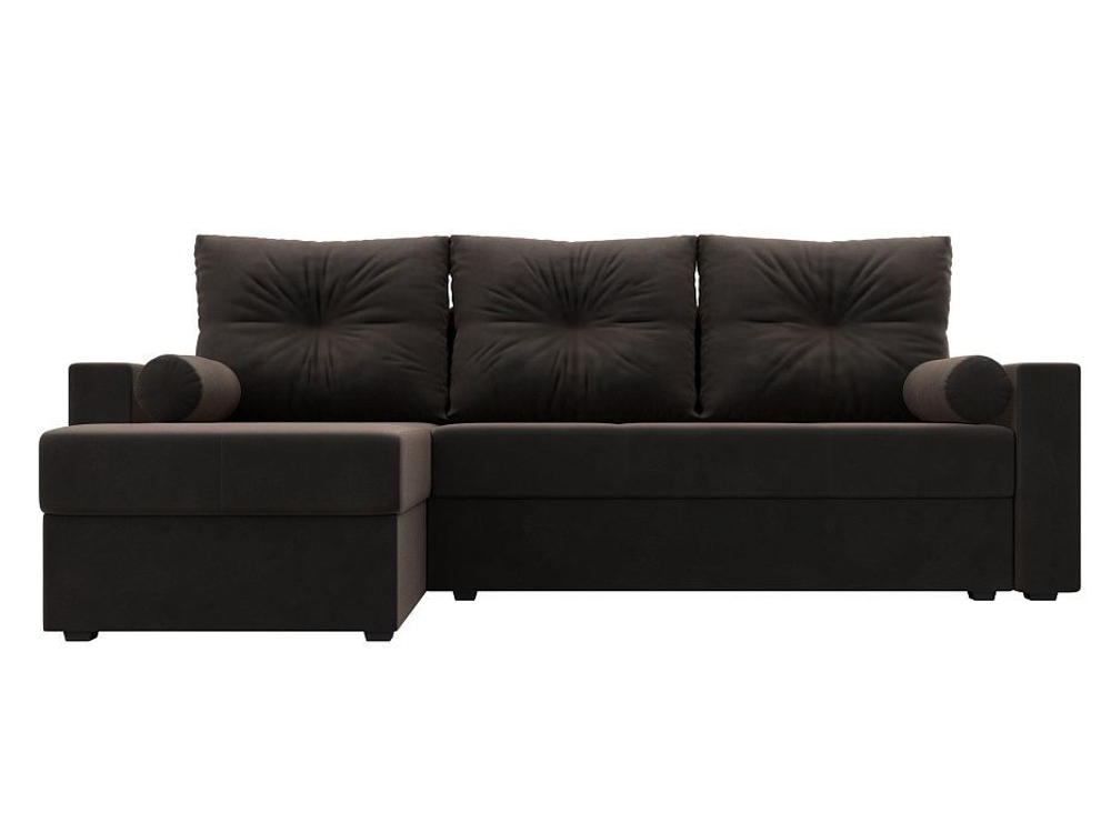 Диван угловой Верона Лайт левый угол, Коричневый, Велюр, 114058L