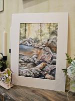 Картина авторская акварельная в паспарту 30х40 см на стену для интерьера "У кромки воды"