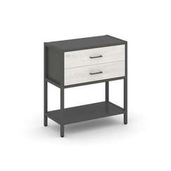 Shelf System Односекционный стеллаж двухярусный с ящиками SN.STM-212 Антрацит/Дуб Наварра/Металл Ант