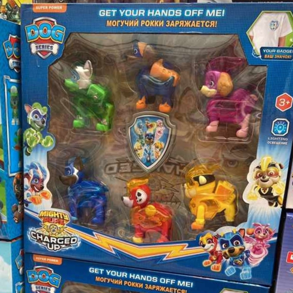 Набор фигурки Щенячий патруль Paw Patrol, Dog Series, "Могучий Рокки заряжается" со световыми эффектами, 6шт героев