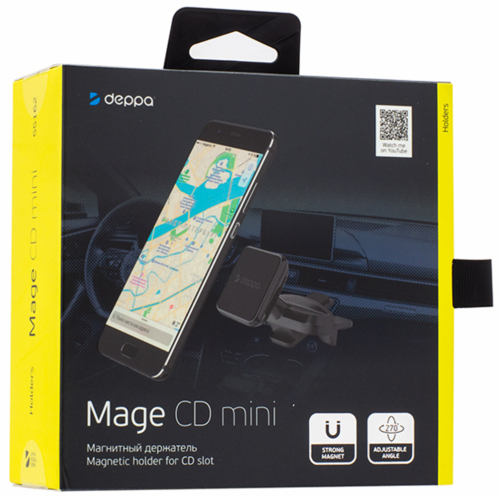 Автомобильный держатель Deppa Mage CD D-55162 для смартфонов магнитный универсальный в CD-слот Черный