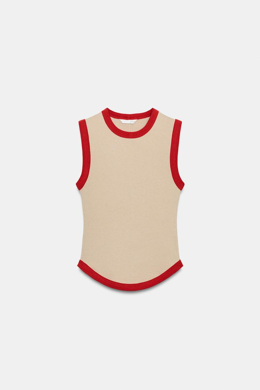 ZARA ФУТБОЛКА С КОНТРАСТНЫМИ ПОЛОСАМИ,БЕЖЕВЫЙ