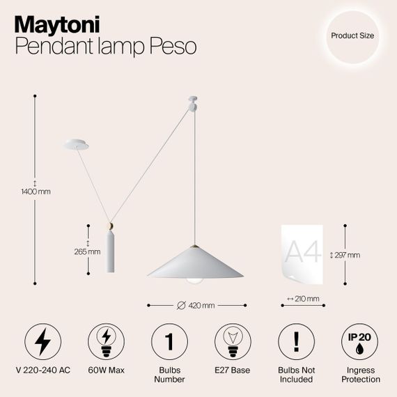 Подвесной светильник Maytoni Technical Peso P080PL-01W