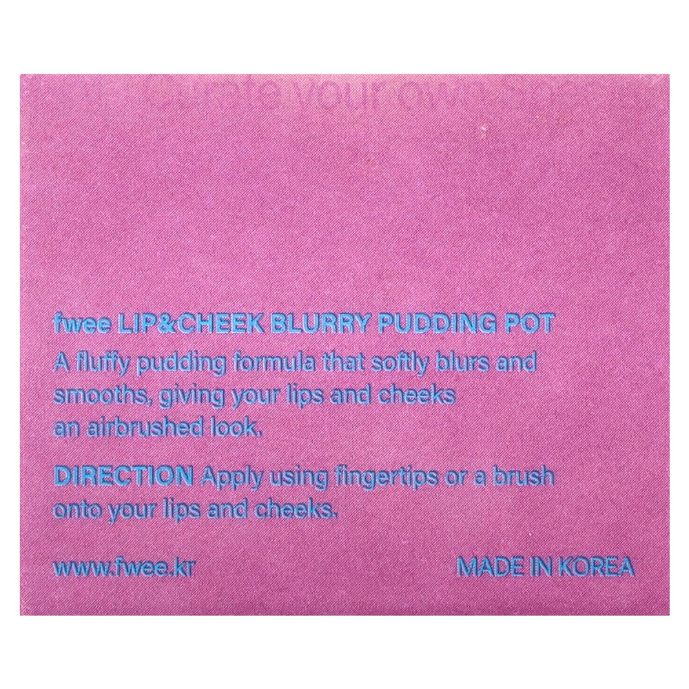 fwee, Lip & Cheek Blurry Pudding Pot, MV03 Baddie, 5 г (0,17 унции)