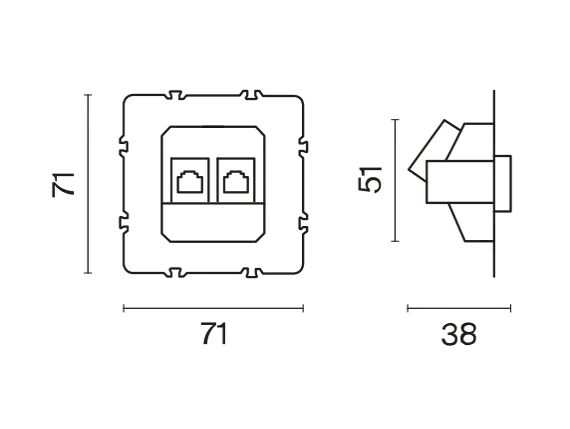 Механизм розетки компьютерной двойной RJ45+RJ45 кат.6, S70 vls0602m