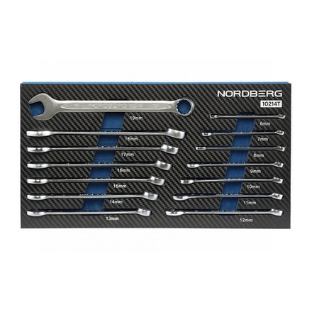 Набор ключей комбинированных в ложементе, 14 предметов для тележки NORDBERG 10214T