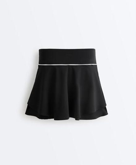 Oysho Короткая юбка high rise, двухслойная, черный