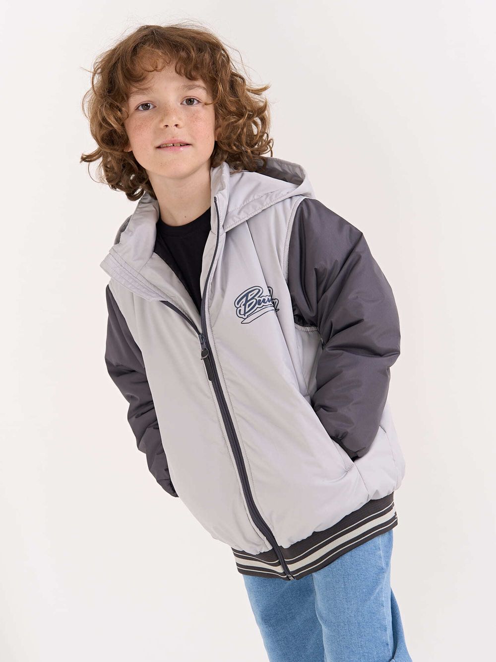 Бомбер с капюшоном "Жемчуг" утепленный 7+