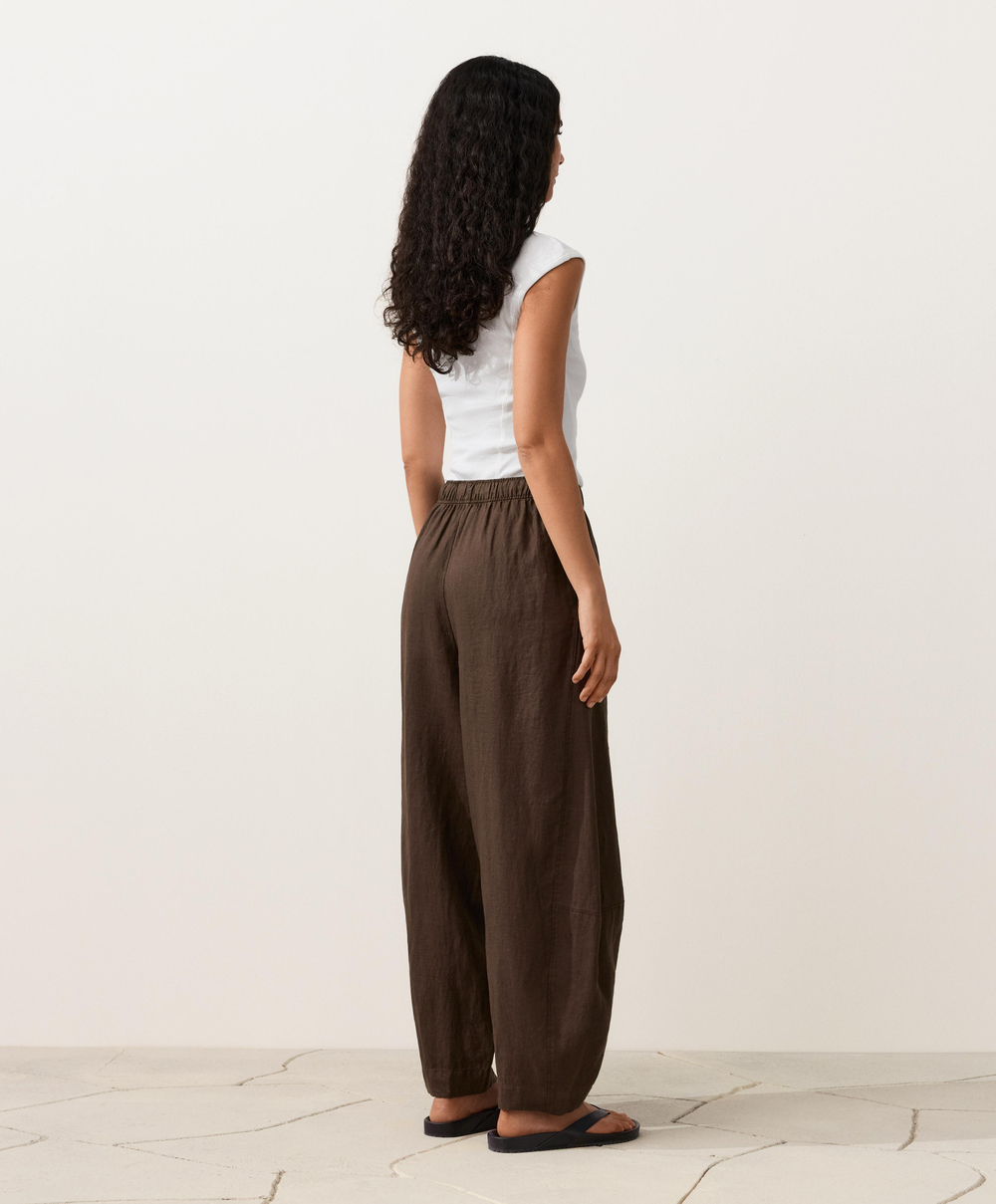 OYSHO Брюки-баллоны из 100% льна, темно-коричневый