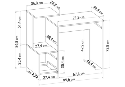 Компьютерный стол Woodville Джаз-24, правый, дуб сонома