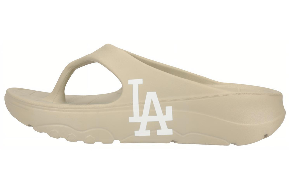 MLB Slipper Chunky LA Dodgers fashion all-match rubber-soled graffiti deodorant one-word slippers for men and women the same beige