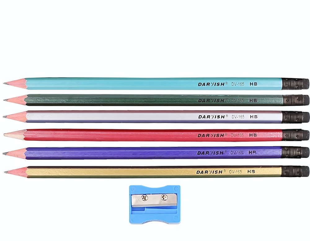 Карандаш ч/г НВ, с ластиком, корпус цветной шестигранный (Darvish) (Комплект 12шт.)