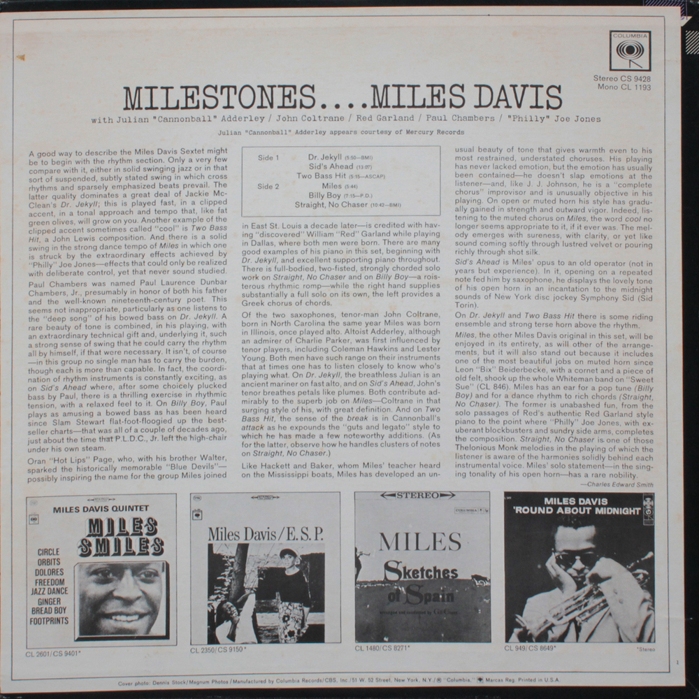 Miles Davis / Milestones (LP)