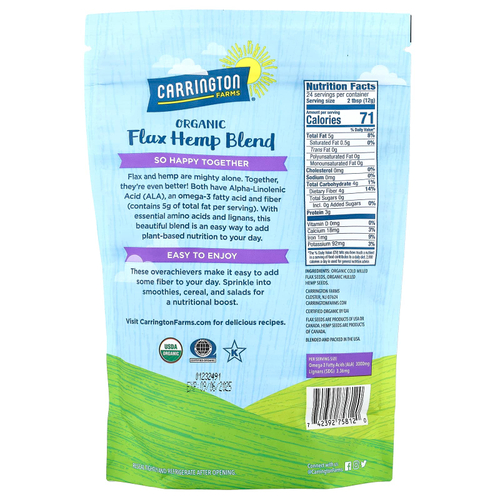 Carrington Farms, Органическая смесь льна и конопли, 283 г (10 унций)