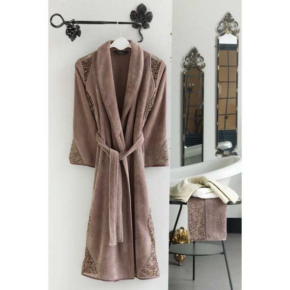 HAZEL кофейный махровый женский халат Soft Cotton (Турция)