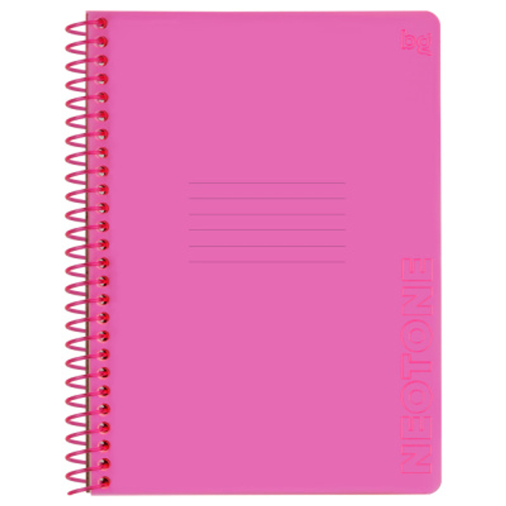 Тетрадь 48л., А5, клетка на пластиковом гребне, BG "Neon. Pink", пластиковая обложка