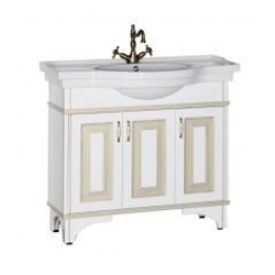 Тумба с раковиной Aquanet Валенса 100 белый краколет/золото