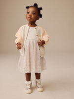 Платье и бомбер в комплекте для девочки Next E54-791, Молочный, Розовый