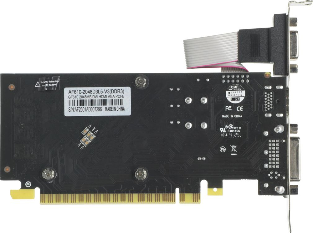 Видеокарта AFOX NVIDIA  GeForce GT 610 AF610-2048D3L5-V3 2ГБ GDDR3, Low Profile,  Ret