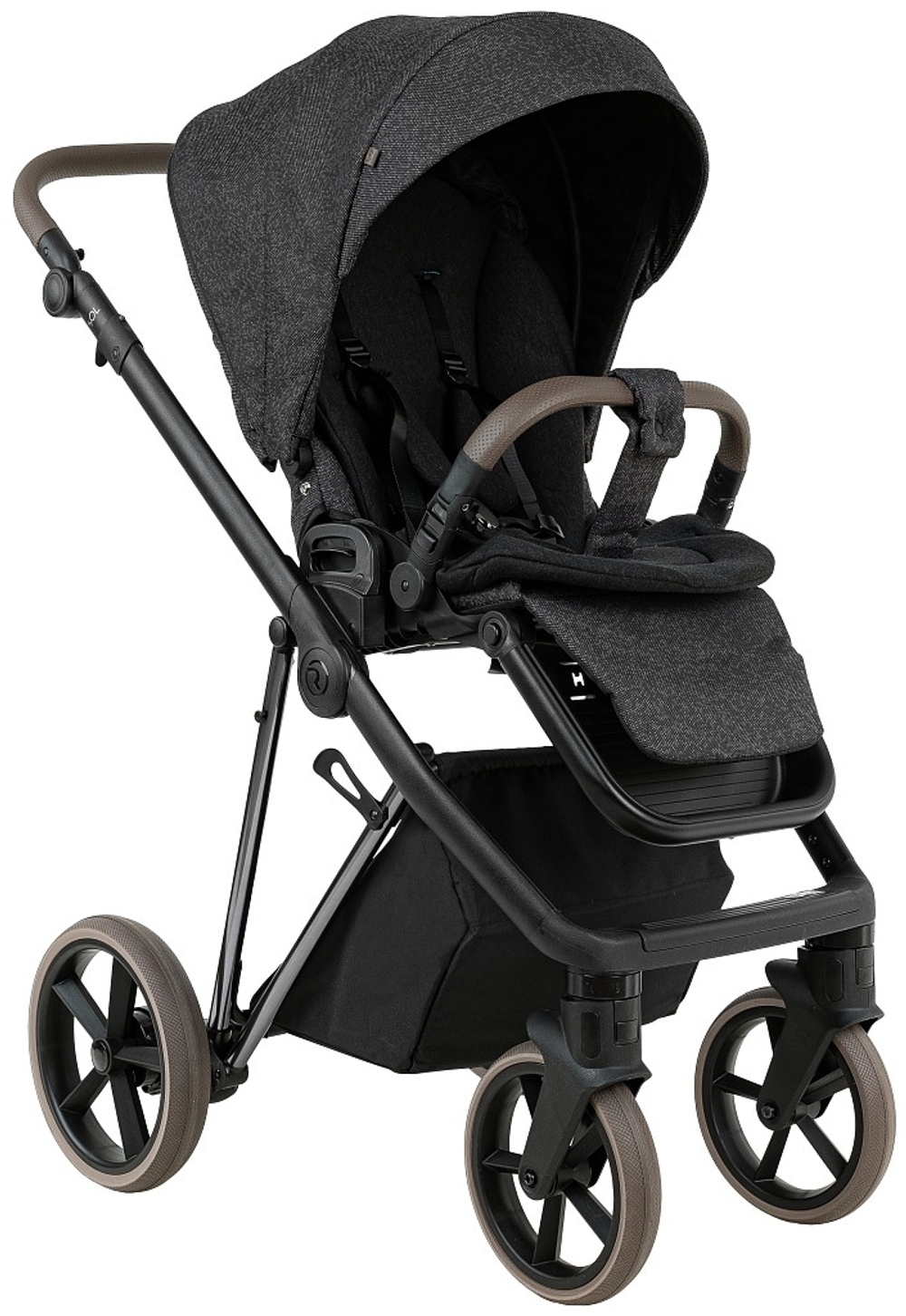 Детская коляска Roan Sol Vintage Luxury 2.0 2 в 1 PIX/55/D Pixel/Dark/Nickel/руч.Cappuccino