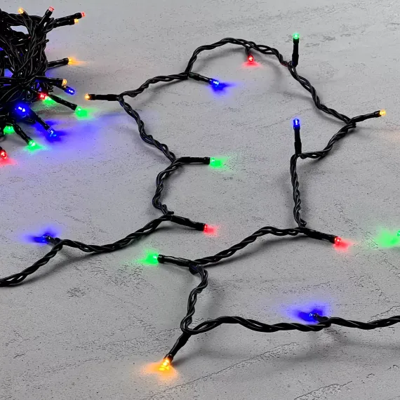 Светодиодная нить 100 разноцветных LED ламп, 10 м., 24В., черный провод ПВХ, LTC (PST100-11-1M)