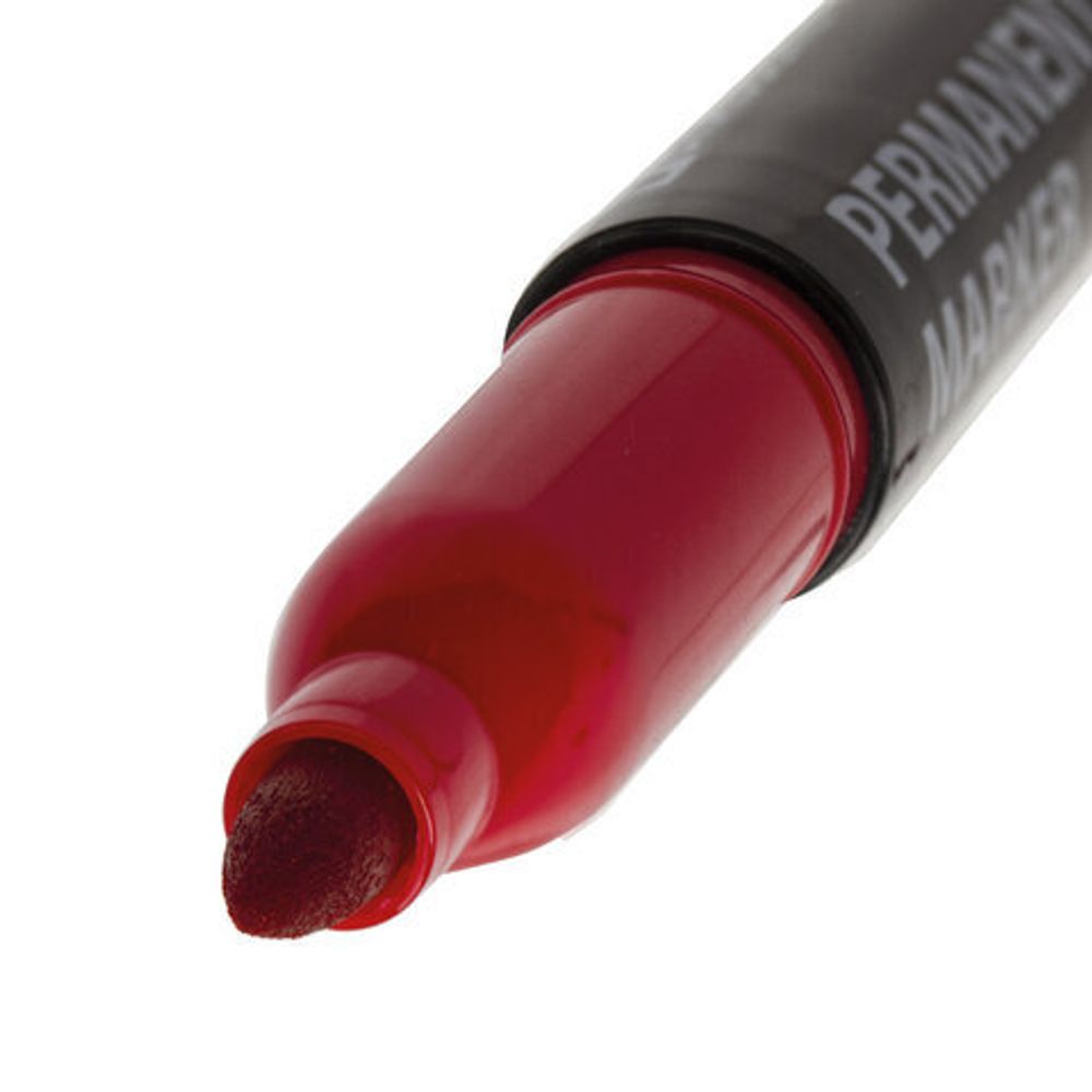 Маркер перманентный (нестираемый) двусторонний BRAUBERG "Double", КРАСНЫЙ, наконечники 0,8/3 мм, 151637