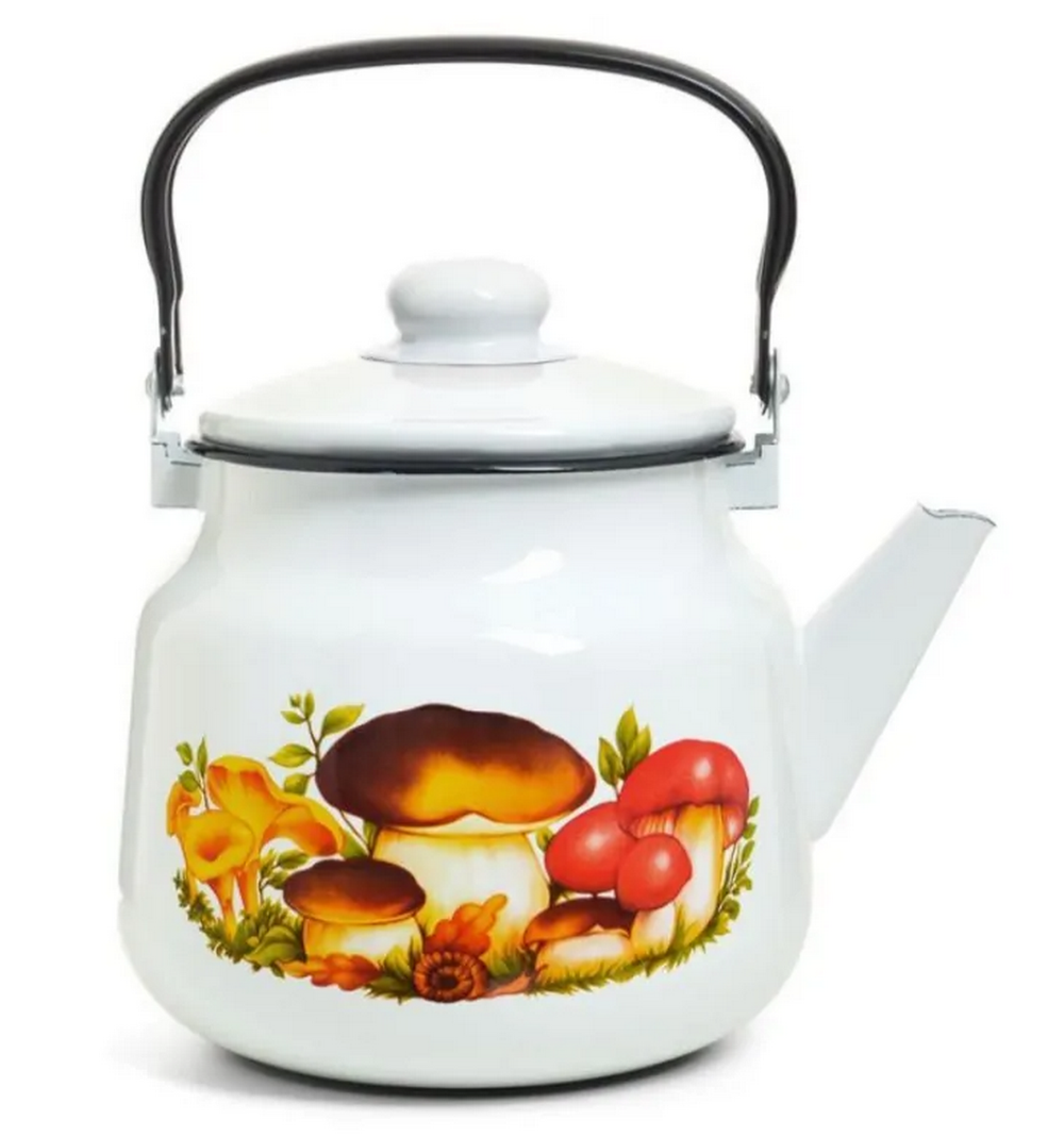 Чайник эмалированный "Грибы" 3.5л. Эстет