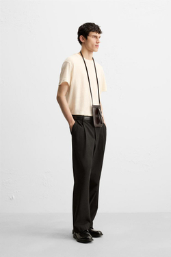 ZARA ФУТБОЛКА ИЗ 100% ЛЬНА, ЭКРЮ