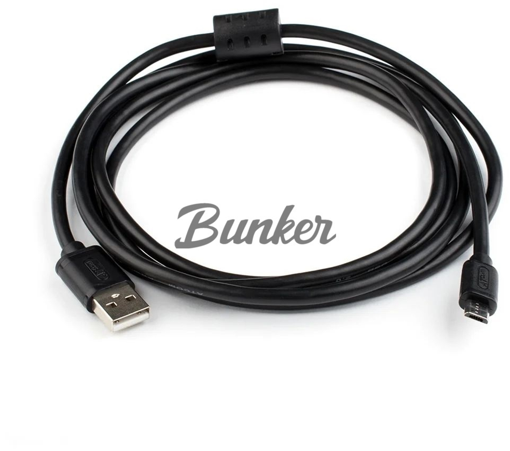 Кабель USB- MICRO-USB ATCOM AT9175, черный пластик штекер, 1,8 м, круглый черный пвх