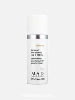 Ночной восстанавливающий крем выравнивающий тон кожи Radiance Brightening Night Cream M.A.D. Skincare, 50 мл