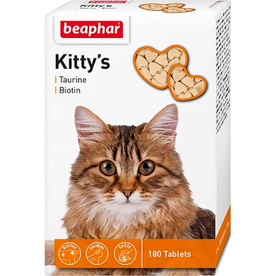 Лакомство "Витаминки" сердечки (таурин и биотин) 180 шт - для кошек (Beaphar Kitty's Taurine-Biotine)