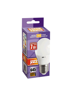 Лампа светодиодная PLED-SP 7Вт G45 шар 3000К тепл. бел. E27 540лм 230В JazzWay 1027863-2
