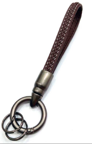 Брелок для ключей Кожа Хлястик (декор плетенка) X105-A-CH шоколадный A