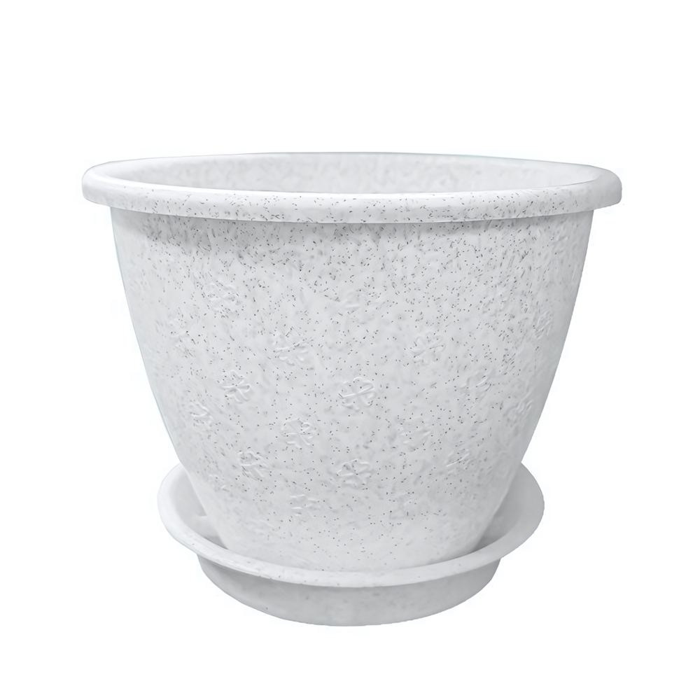 Кашпо "Цветочек" с поддоном 1,2л (мрамор)