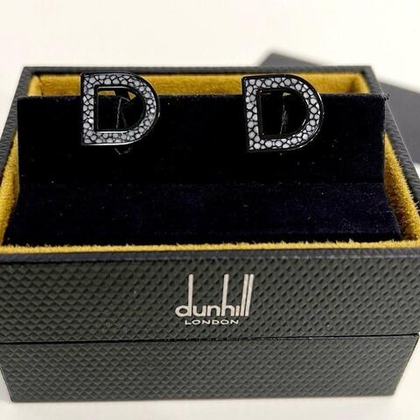 Запонки Dunhill D-Buckle (латунь,кожа ската)