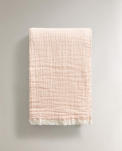 Zara Home - Хлопковый плед , коралловый, 220x240 см